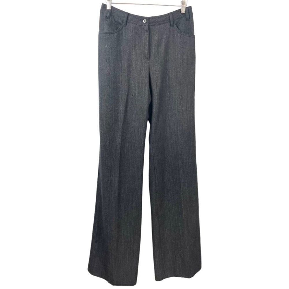 Hugo Boss Dark Grey Tweed Wool Straight Leg Full Length Pants Size 8